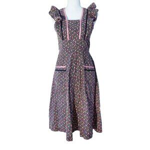 Vintage 1970s Cotton Floral Prairie Dress by California Holiday